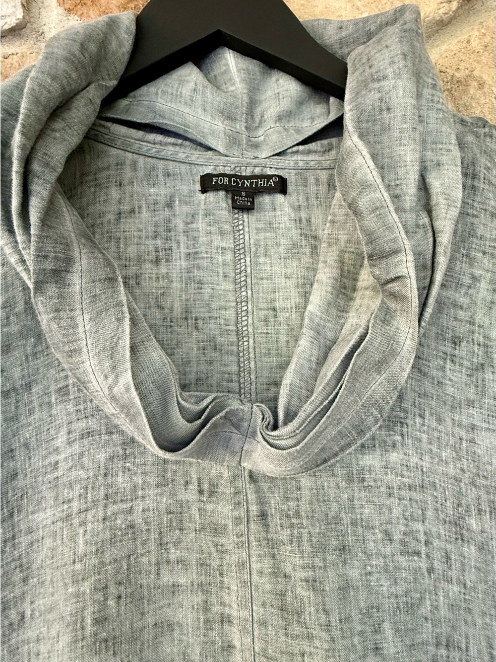 For Cynthia Sleeveless Hooded High Low 100% Linen Dress - Picture 5 of 6